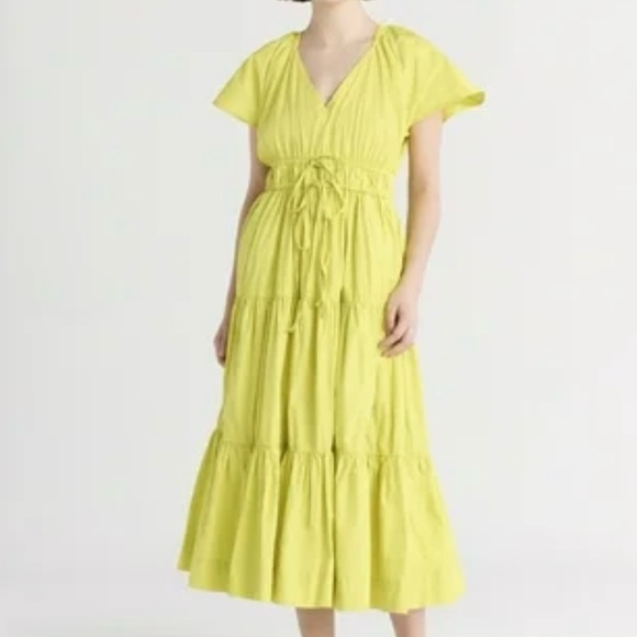 Free Assembly Dresses & Skirts - Free Assembly Yellow Midi Tiered V Neck Dress with Cap Sleeves
